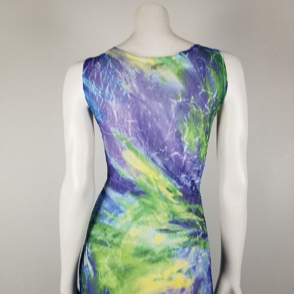Komarov Purple Blue Green Sheer Dress Sz XL Item #9517 - Picture 6 of 14